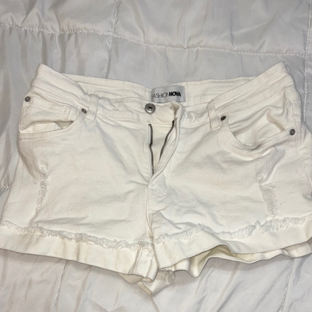 Fashion Nova Women's White Denim Shorts